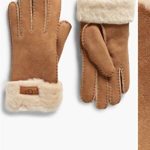 NWT UGG shearling chestnut gloves, suede sheepskin with Sherpa lining!